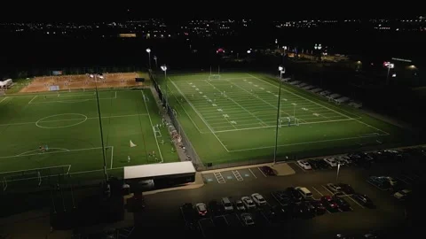 Drone shot Women's match training on a football field in Dartmouth, Canada. Video stock 262013729