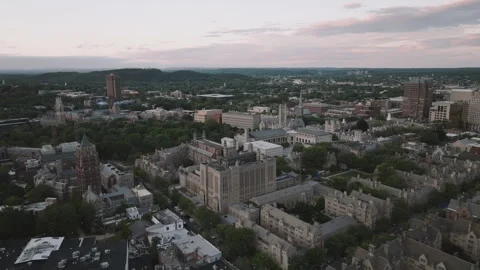 Drone shot of Yale University Stock Footage 339642995