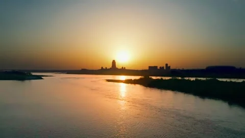 Drone shot yellow river Stock Footage 259278230