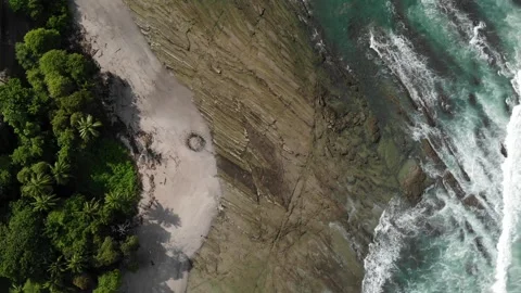Drone shot of yoga circle at the beach Stock Footage 248159042