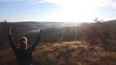 Drone Shot of Young Active Successful Woman. Stock Footage 145187439