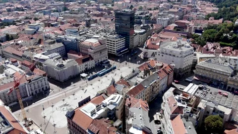 Drone shot to Zagreb Stock Footage 163646169