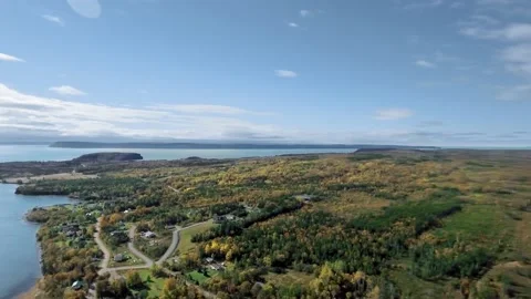 Drone shots overhead view of foresty island in Parrsboro, Nova Scotia, Canada Stock-Footage 159977810
