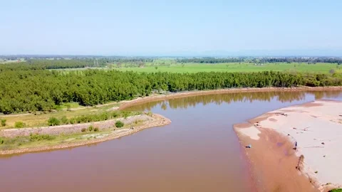 Drone shots of river at day time in rural area of Pakistan (3) Stock Footage 199277073