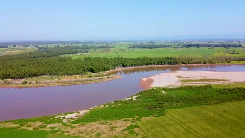 Drone shots of river at day time in rural area of Pakistan (2) Stock Footage 199277090