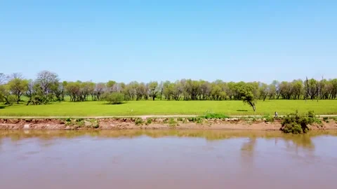 Drone shots of river at day time in rural area of Pakistan (7) Stock Footage 199277258