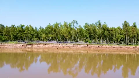 Drone shots of river at day time in rural area of Pakistan (4) Stock Footage 199277472