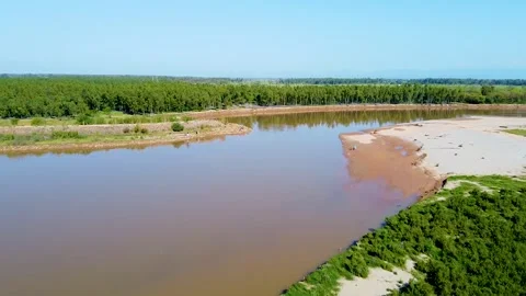 Drone shots of river at day time in rural area of Pakistan Stock Footage 199277488