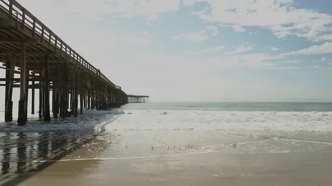 Drone shots of waves on Mailbu Beach Stock Footage 82371331