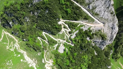 Drone Side Pass Along Sharp Rock Spine on Saxer Lucke Stock Footage 323331355