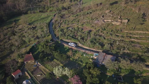 Drone Side Tracking Pickup on Spanish Farm Track Stock Footage 336562635