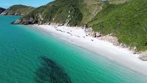 Drone Side Tracking at Pontal do Atalaia Beach, Arraial do Cabo Video stock 339797879