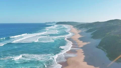 Drone side view of shoreline Stock Footage 304267965