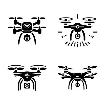 Drone silhouettes vector icon 스톡 일러스트