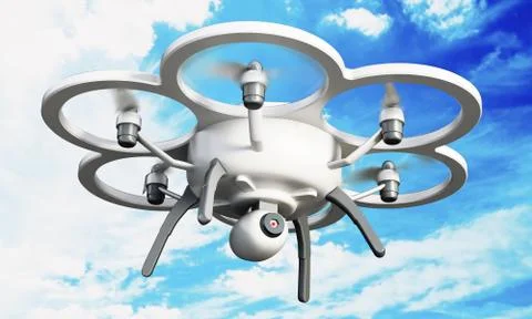 Drone with six propellers Stock Illustration