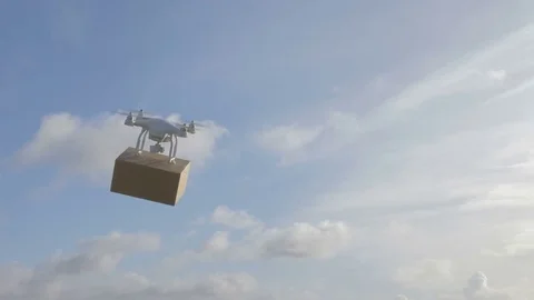 Drone in the sky deliver a package Stock Footage 82238203