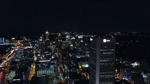 Drone Skyline Night Atlanta Stock Footage