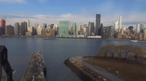 Drone Slides across Manhattan view Video stock 61742486