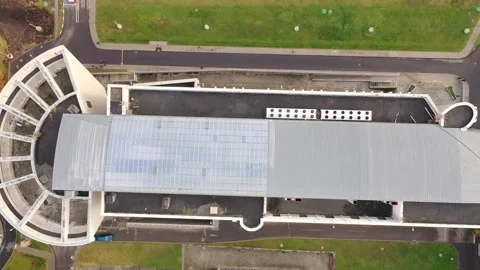 Drone sliding sideways above MGIMO University top view Video stock 326554241