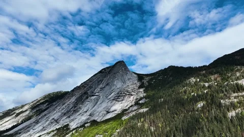  Drone Slow Aerial Ascent: Forest to Barren Mountain Peak Stock Footage 252398973
