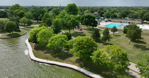 Drone Slow fly by Park Video stock 246718237