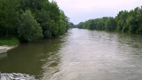 Drone Slow Mo Of Natural River Stock Footage 132342004