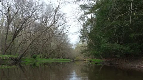 Drone | Slow Push Over Creek Water Stock Footage 273343751