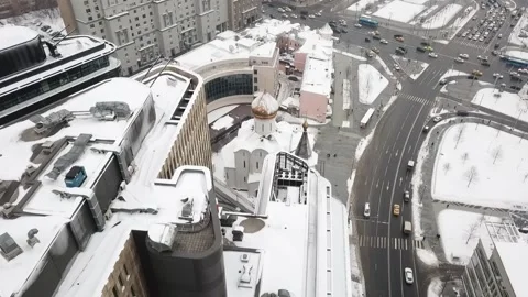 Drone slowly flies over the temple on Tverskaya Zastava Video stock 170244333