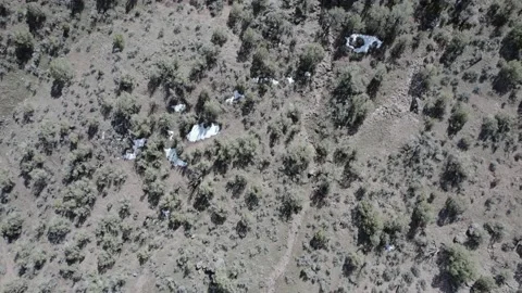 Drone Slowly Tilts Up While Flying Over High Desert Canyon in Colorado Stock Footage 200220317
