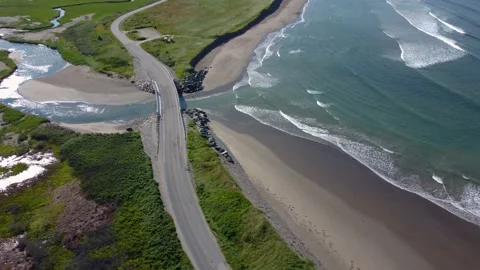 Drone of Small Bridge over Ocean in Nova Scotia Stock Footage 171651367