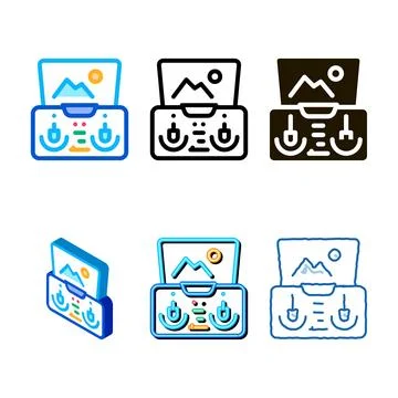 Drone smartphone app remote controle icon vector outline multipack Stock Illustration
