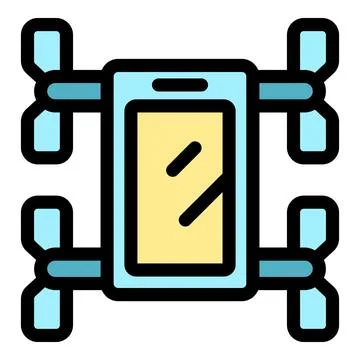 Drone with smartphone controlling flight, innovative technology Stock Illustration