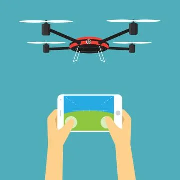 Drone with smartphone is remote control Stock Illustration