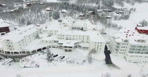 Drone. Snow. Hotell 2 Stock Footage 78184695