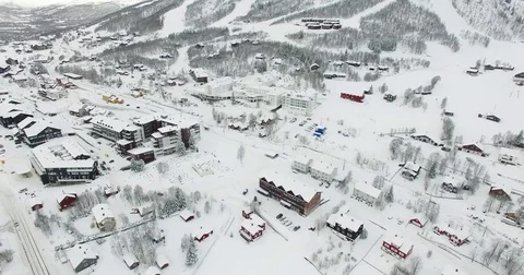 Drone. Snow. Hotell Stock Footage 78159675