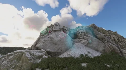 Drone snow at Mount Rushmore Memorial in Keystone. South Dakota. United States Stock Footage 314479305