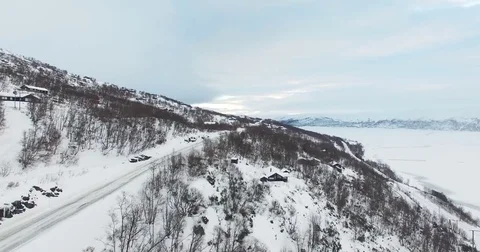 Drone. Snow. Road Stock Footage 78184752