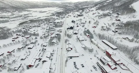 Drone. Snow. Small town. 2 Stock Footage 78159792