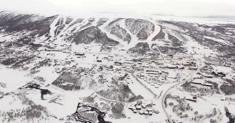 Drone. Snow. Town Stock Footage 78159735