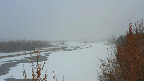 Drone of Snowy Lake 動画素材 162196901