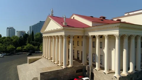 Drone Sochi Winter theater State Philharmonic Russia central area sight Monument Stock Footage 122022265