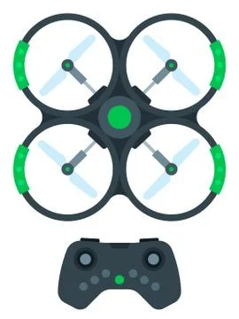 Drone for solving business problems and control panel vector icon flat isolated. Stock Illustration