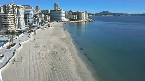 Drone Spain beach coast Calpe Stock Footage 89683699
