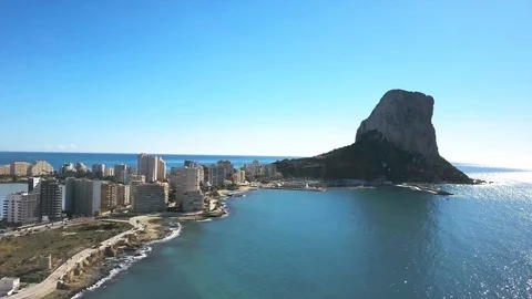 Drone Spain beach coast Calpe long Stock Footage 89683972