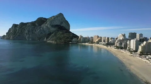 Drone Spain beach coast Calpe2 Stock Footage 89683798