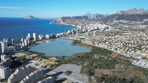 Drone Spain beach coast Calpe4 Stock Footage 89683961