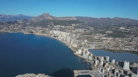 Drone Spain beach coast Calpe7 Stock Footage 89684052