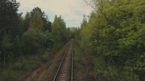 Drone span over the railway Stock Footage 130845233