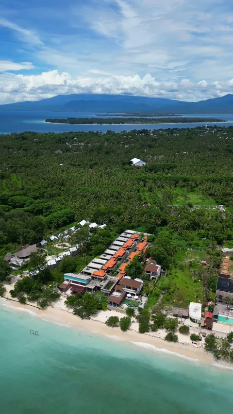 Drone spining gili islands Stock Footage 240095716