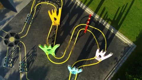 Drone spinning around over empty playground Video stock 278364361